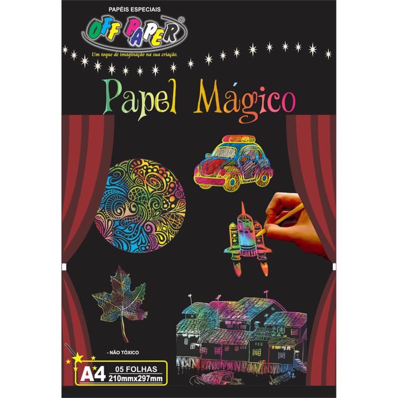 Papel Mágico com Bastão Bloco com 5 Folhas - Off Paper