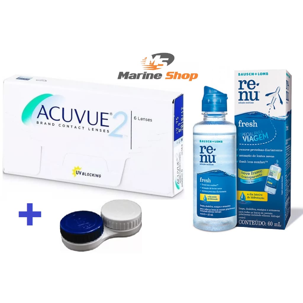 Lente de contato Acuvue 2 + Estojo + Renu