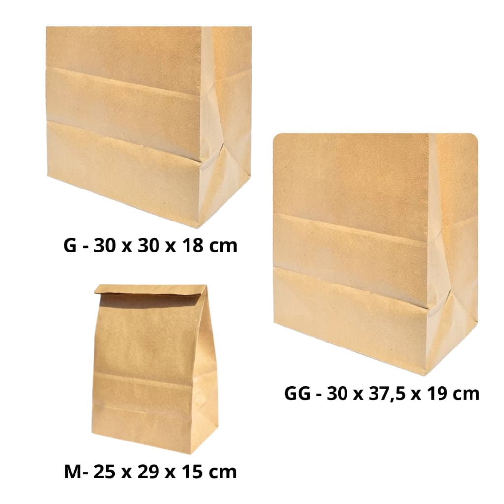 Sacos de Papel Saco Kraft Mix Várias Medidas - 100 Unidades