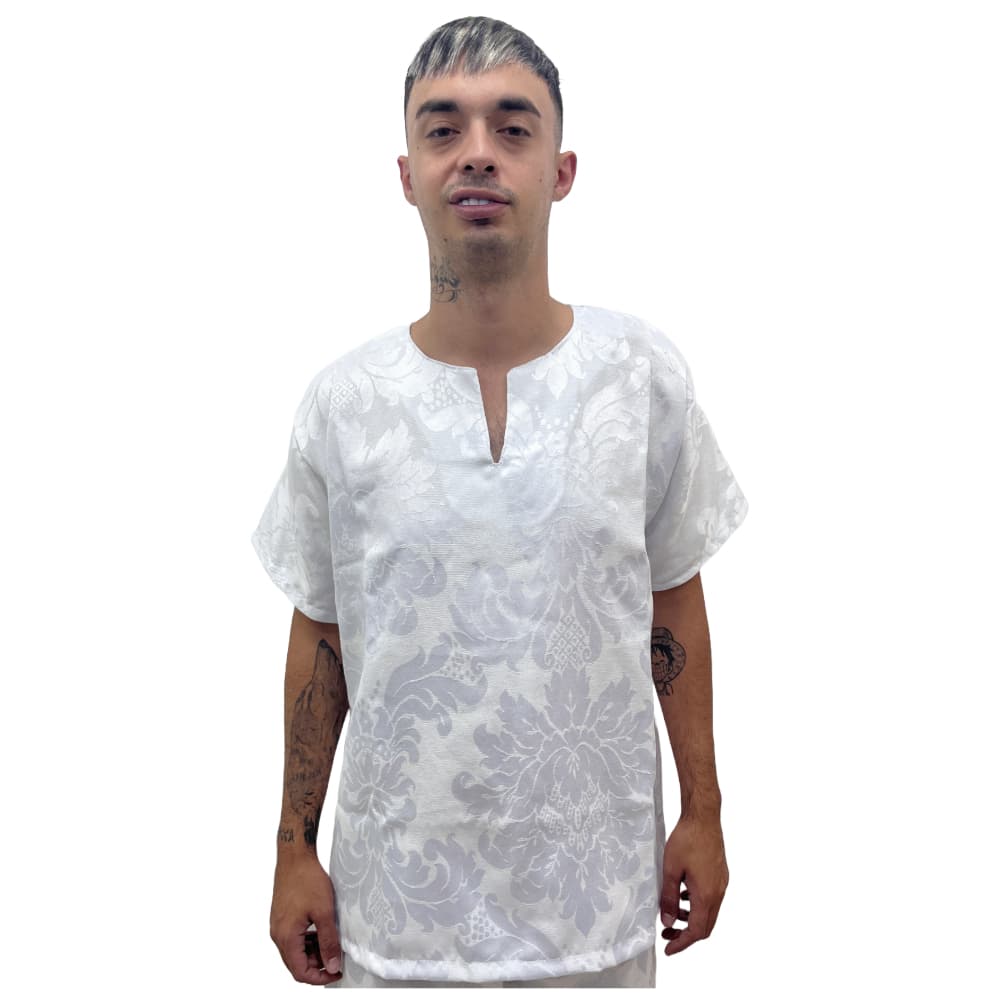 Bata Masculina Jacquard Umbanda Candomblé