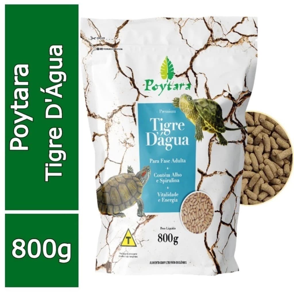 Ração Para Tartarugas Poytara Tigre Dágua Saco 800g Bag -  Para tartaruga Aquática Adultas Poytara