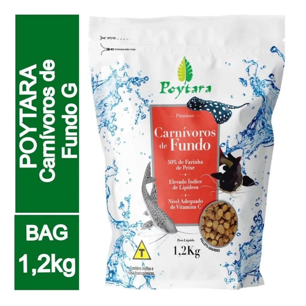 Ração Para Peixe Poytara Carnívoros Fundo Bagzip 1200g G