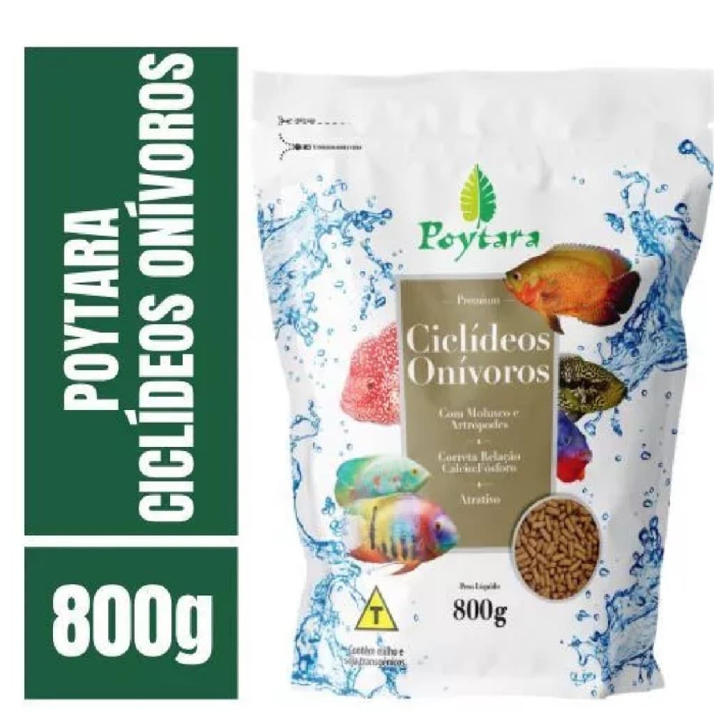 Ração P/ Peixe Poytara Ciclídios Onívoros Bagzip 800g