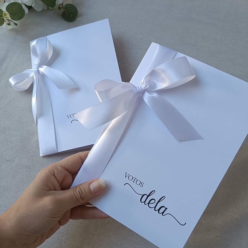 Par de Caderno de Votos dos Noivos de Casamento Laço de Cetim - Pronta Entrega (Modelo Padrão)