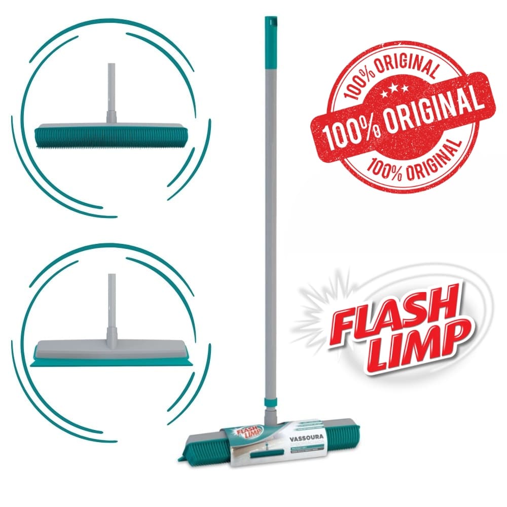 Vassoura Emborrachada 2 em 1 Rodo Multiuso Tira Pelos Tapetes e Carpetes Flash Limp FLP6132