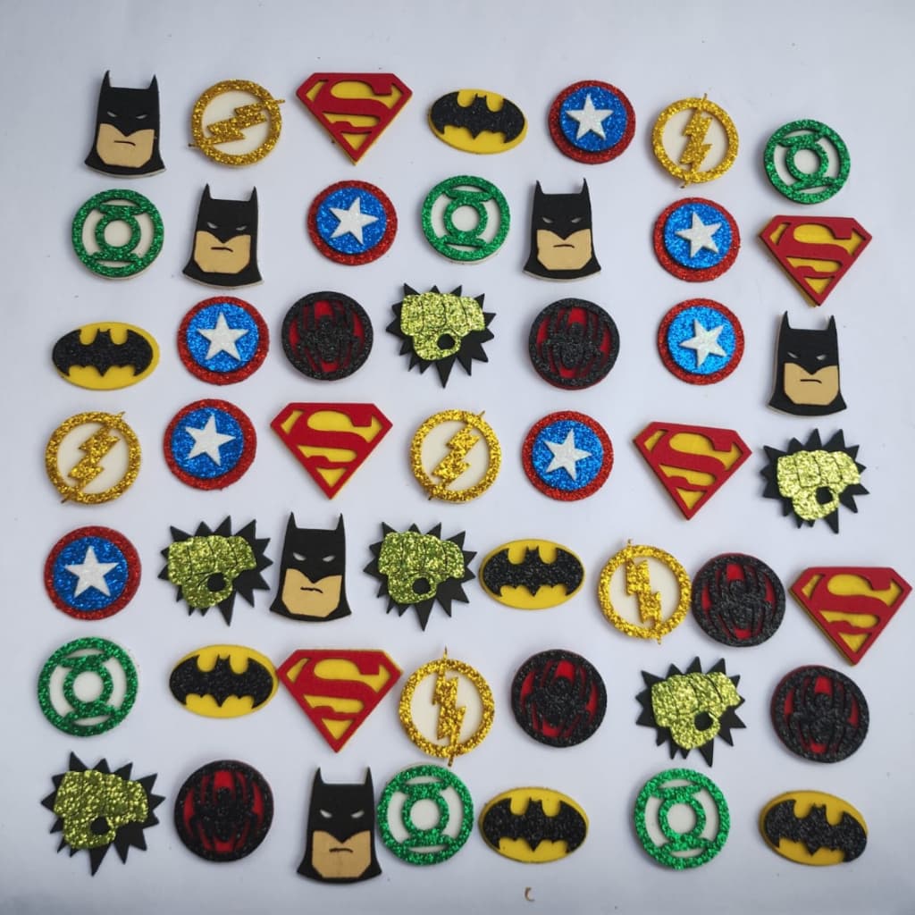 Adesivo  EVA Colante Super-Heróis Com Glitter/ Piercing/Aplique Pet Shop - 50 unidades ou 100