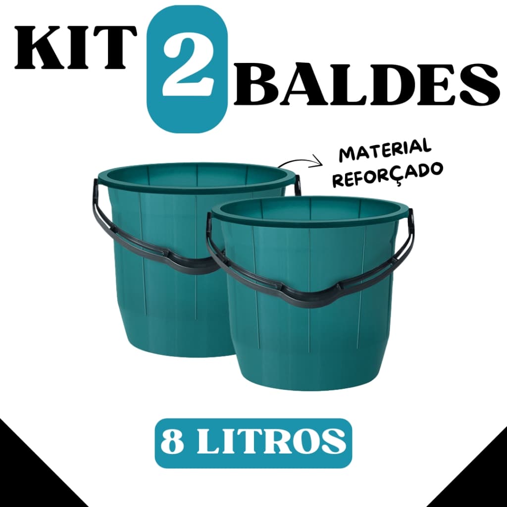 KIT COM 2 BALDES – 8 LITROS CADA | CORES SORTIDAS 🎨