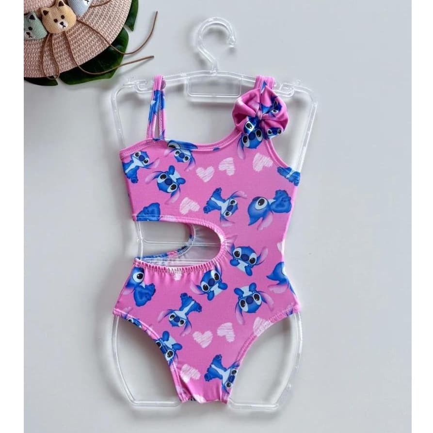 Maiô Infantil Stitch Para Meninas 02 a 10 Anos