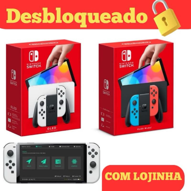 Nintendo Switch Oled Desbloqueado/ Dualboot+ Tinfoil NOVO LACRADO