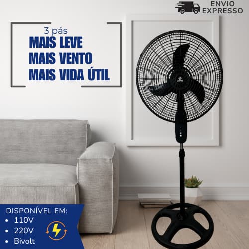 Ventilador Pedestal Coluna Circulador de Ar de Mesa 3 Velocidades 12V 110V/220V