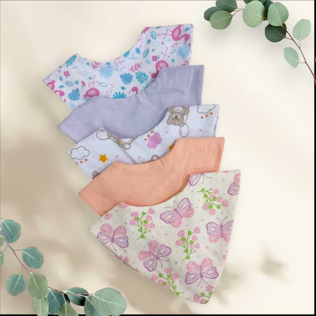 kit 5 Babador bandana Modelagem Americana Bebê Menina ou Menino