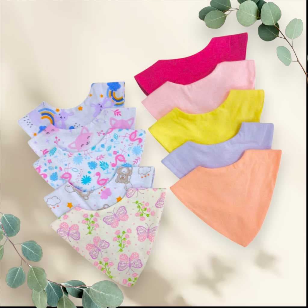 kit 5 Babador bandana Modelagem Americana Bebê Menina