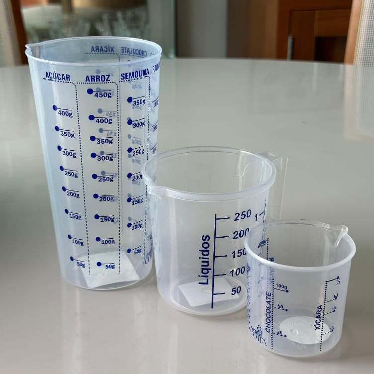 Kit 3 Copos Medidor Bico Dosador Medida 500ml / 250ml  / 100ml Azul
