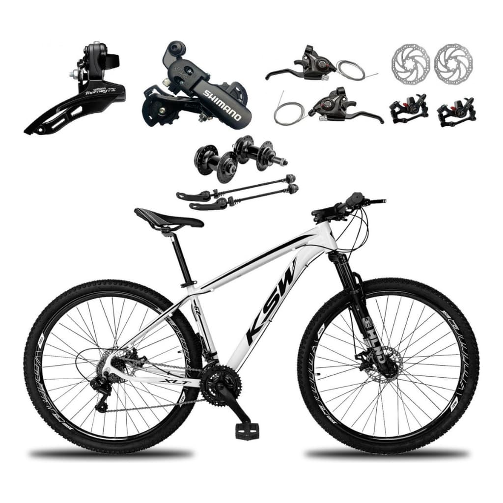 Bicicleta Aro 29 Ksw Xlt 21 Marchas Shimano E Freios A Disco Quadro 17 Branco