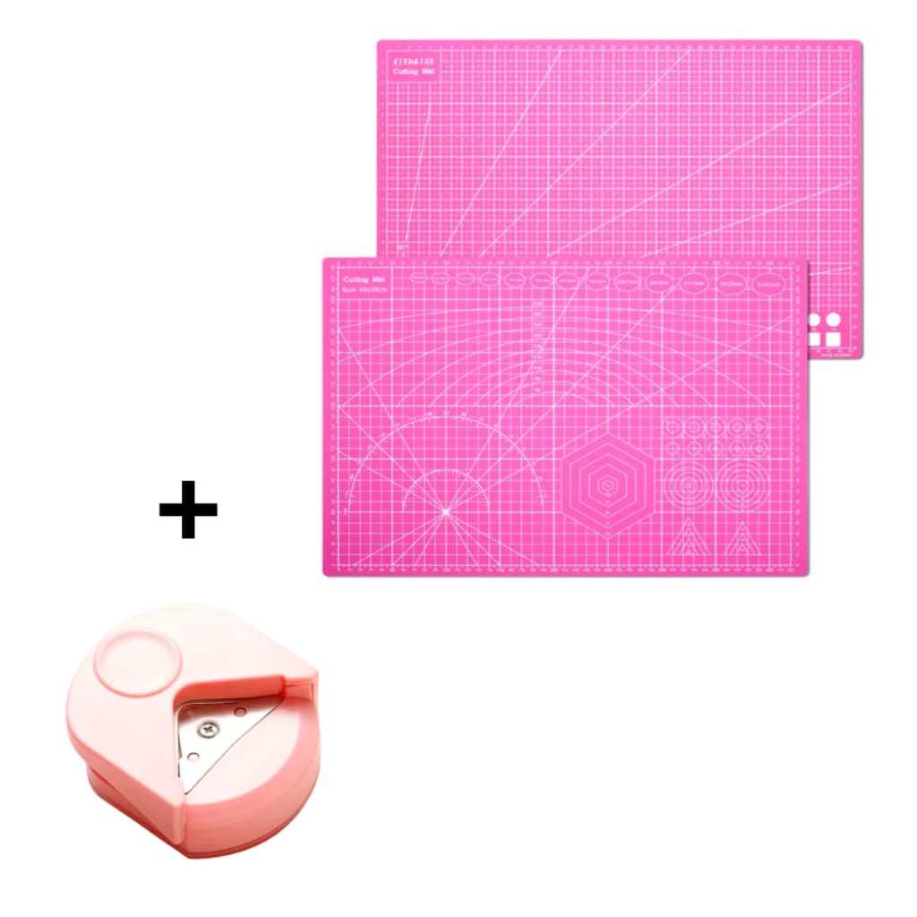 Kit Base Para Corte De Mesa A4 Dupla Face + Mini Arredondador de Canto de Folhas