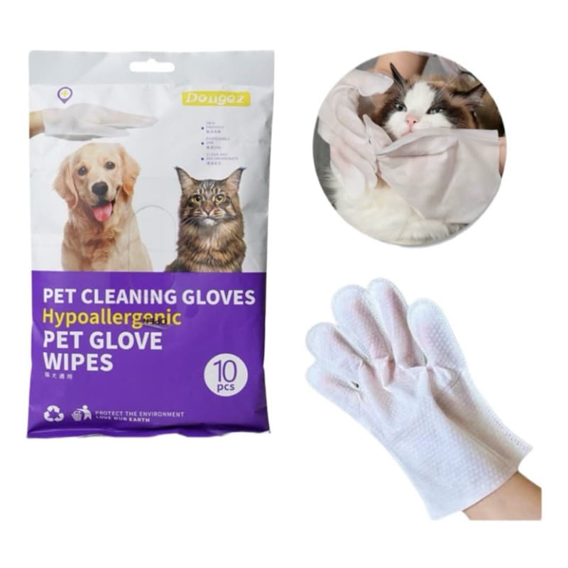 Luvas Descartáveis Para Higienização De Pets Limpeza Banho a Seco Gato Cachorro