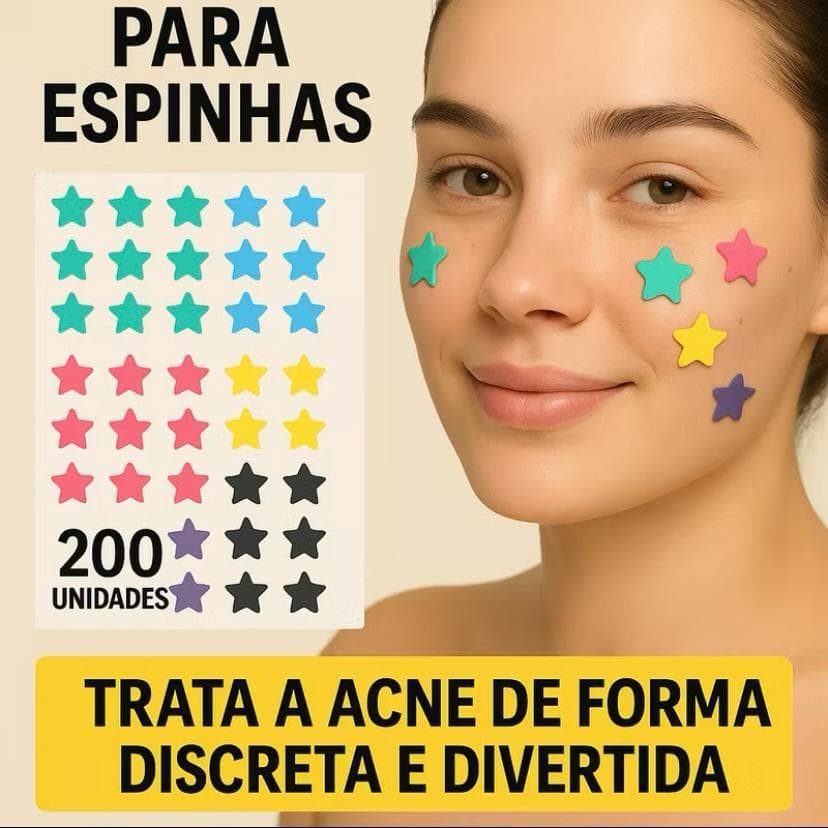 Adesivos Secador de Espinhas Patches em formato de estrelas- Cores sortidas (não vai na caixinha)