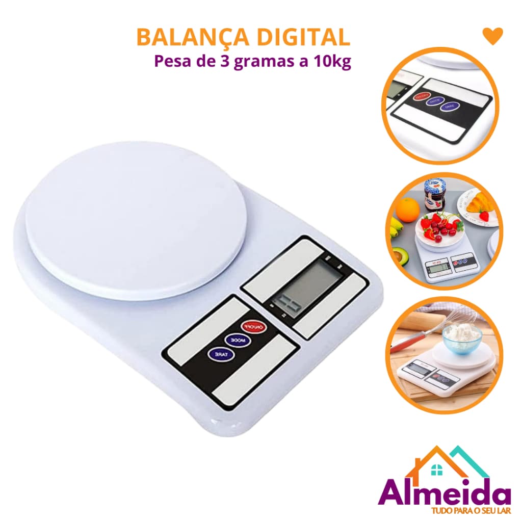Balança Digital Cozinha Comida Precisão 3g a 10kg
