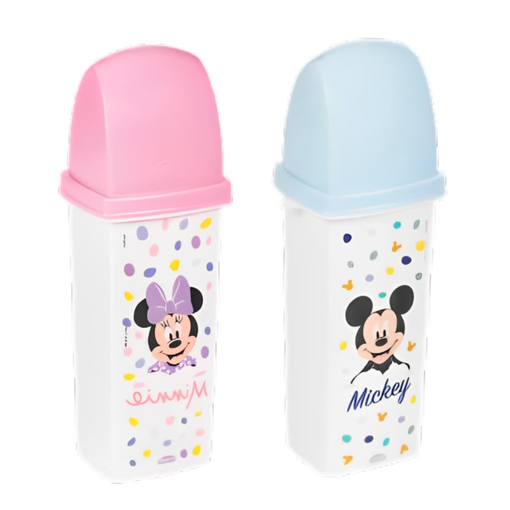 Porta Escova de Dente Infantil Higiênico Prático com Tampa Plasútil Mickey e Minnie Estojo Dental