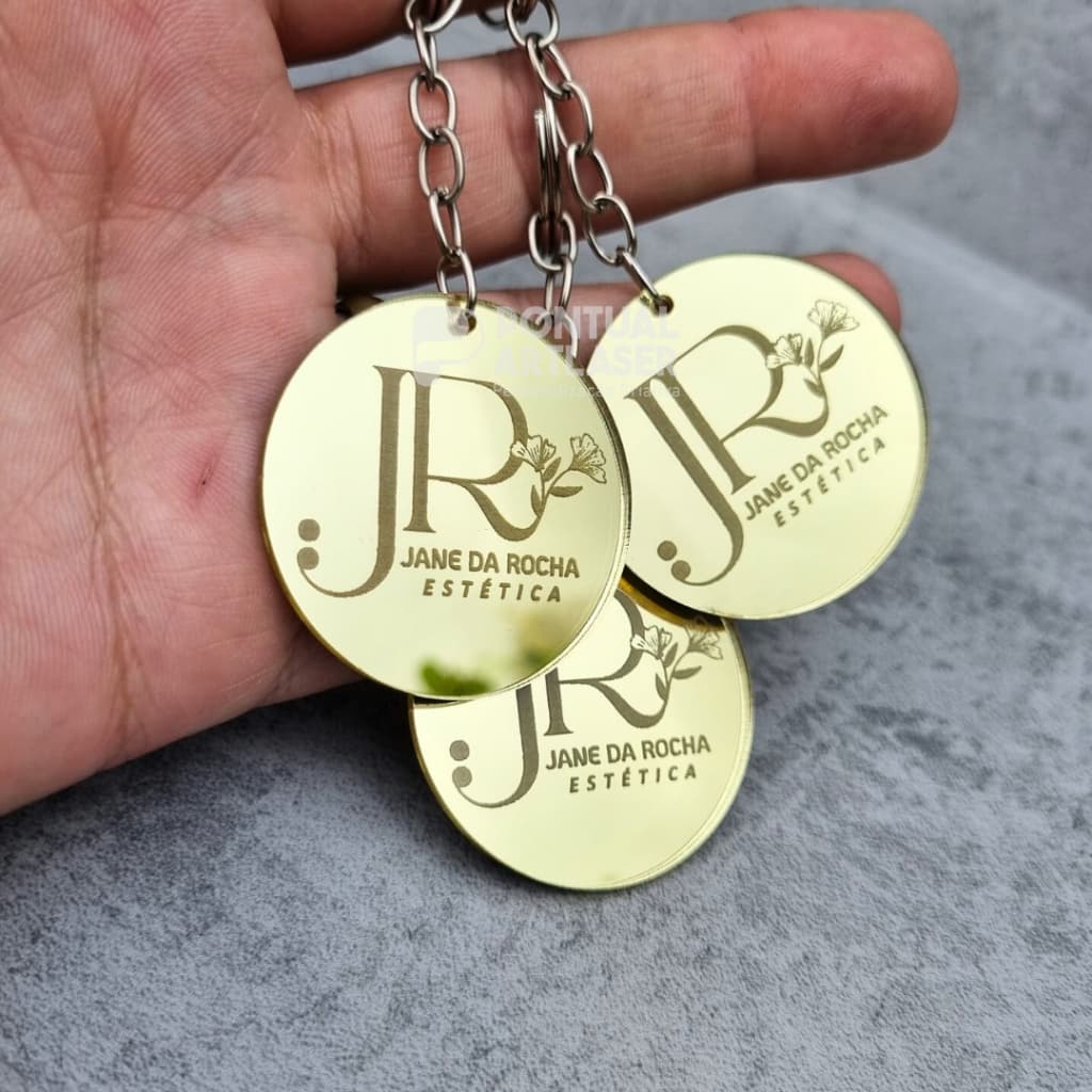 Kit Chaveiro Personalizado Logo Nome  Acrílico Espelhado 4cm