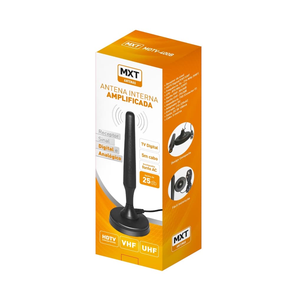 Antena Interna para Tv Amplificada, Digital Hd Uhf