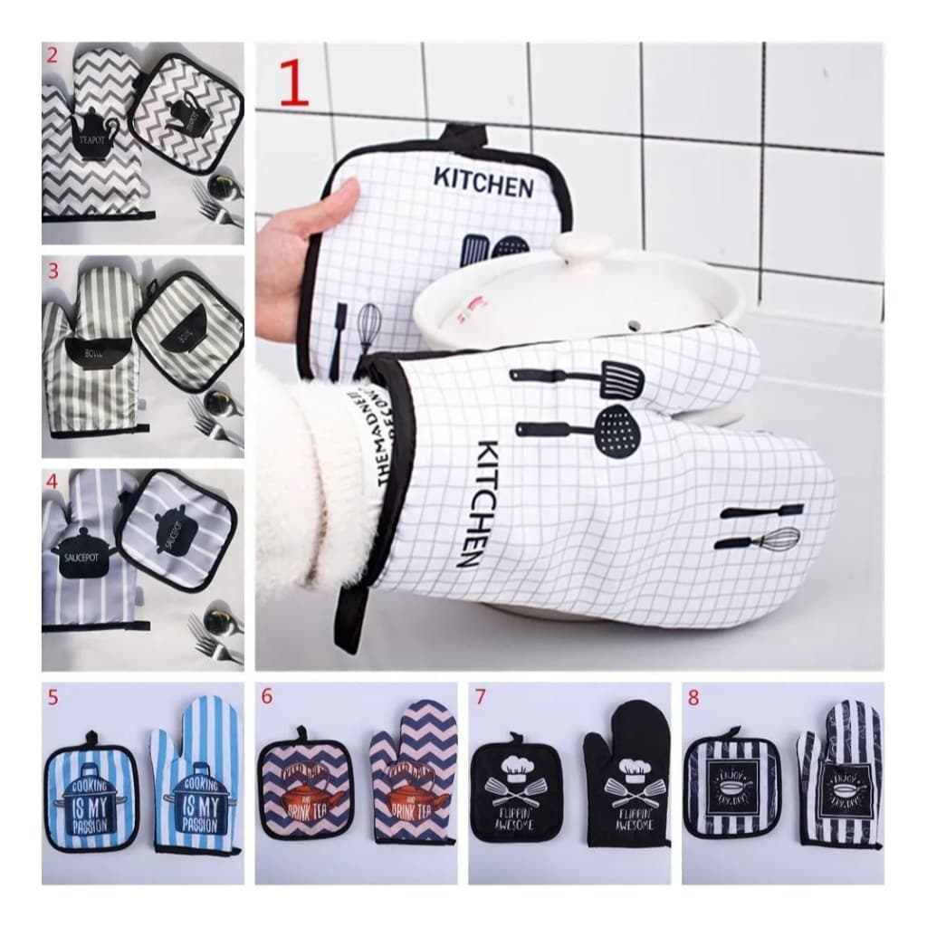 Luva Térmica + Descanso Suporte De Panela Kit De Cozinha Pegador Térmico Forno