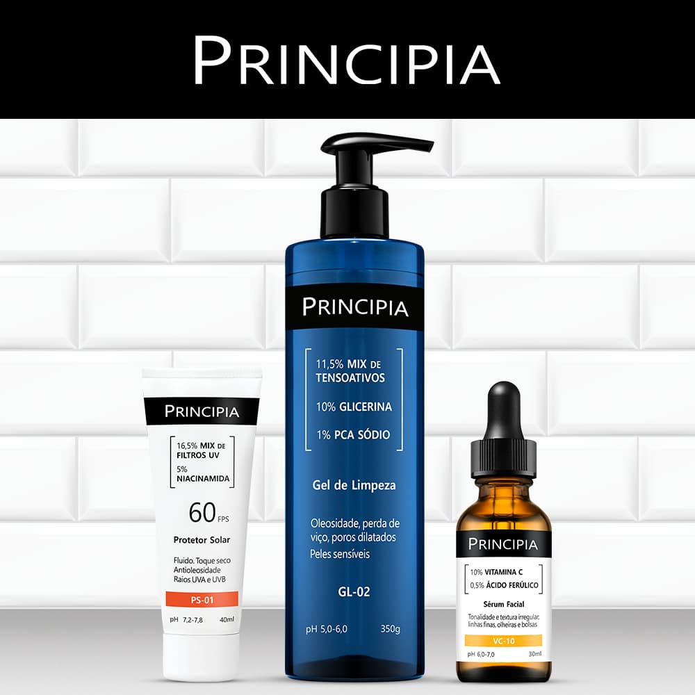 Principia Kit:  Sérum Vitamina C-10, Protetor Solar facial