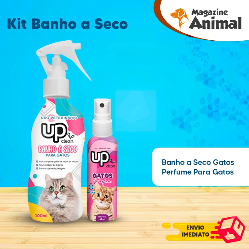 kit para gatos Banho A Seco 300ml + perfume gatos 60ml SEM ALCOOL