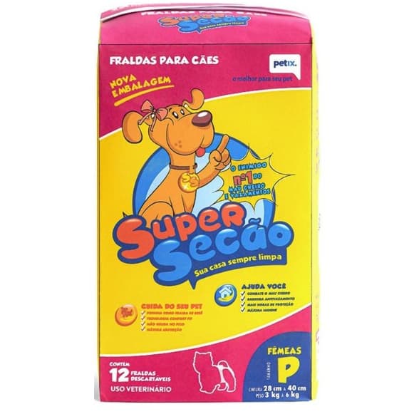 Fralda Super Secão Descartável Premium Fêmea Tam: P - 12 Uni