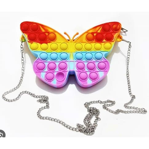 Bolsa Pop-it Fidget Toy em Formato de Borboleta 20cm | Antiestresse, Colorida e Divertida!