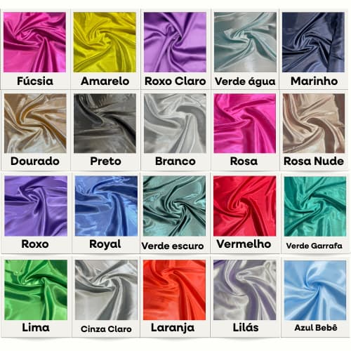 Tecido Cetim Liso Charmousse 1,40m Variadas Cores