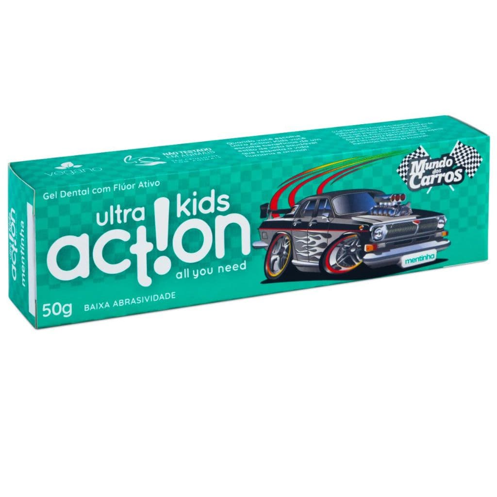 Gel Dental Kids Mundo Dos Carros Mentinha 50g - Ultra Action