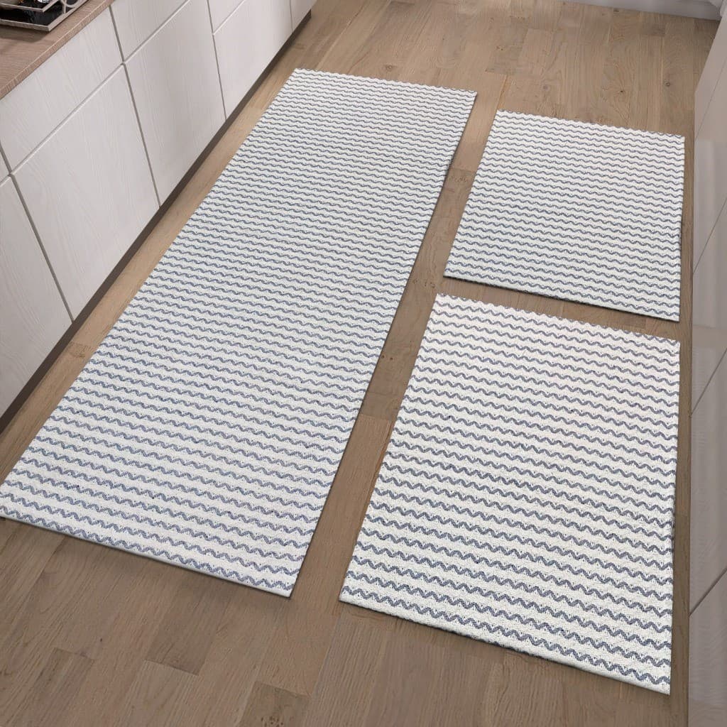 Jogo Tapete de Cozinha três peças algodão tecido grosso -Tapete: 0,47x 0,70 /Passadeira :0,47x 1,40