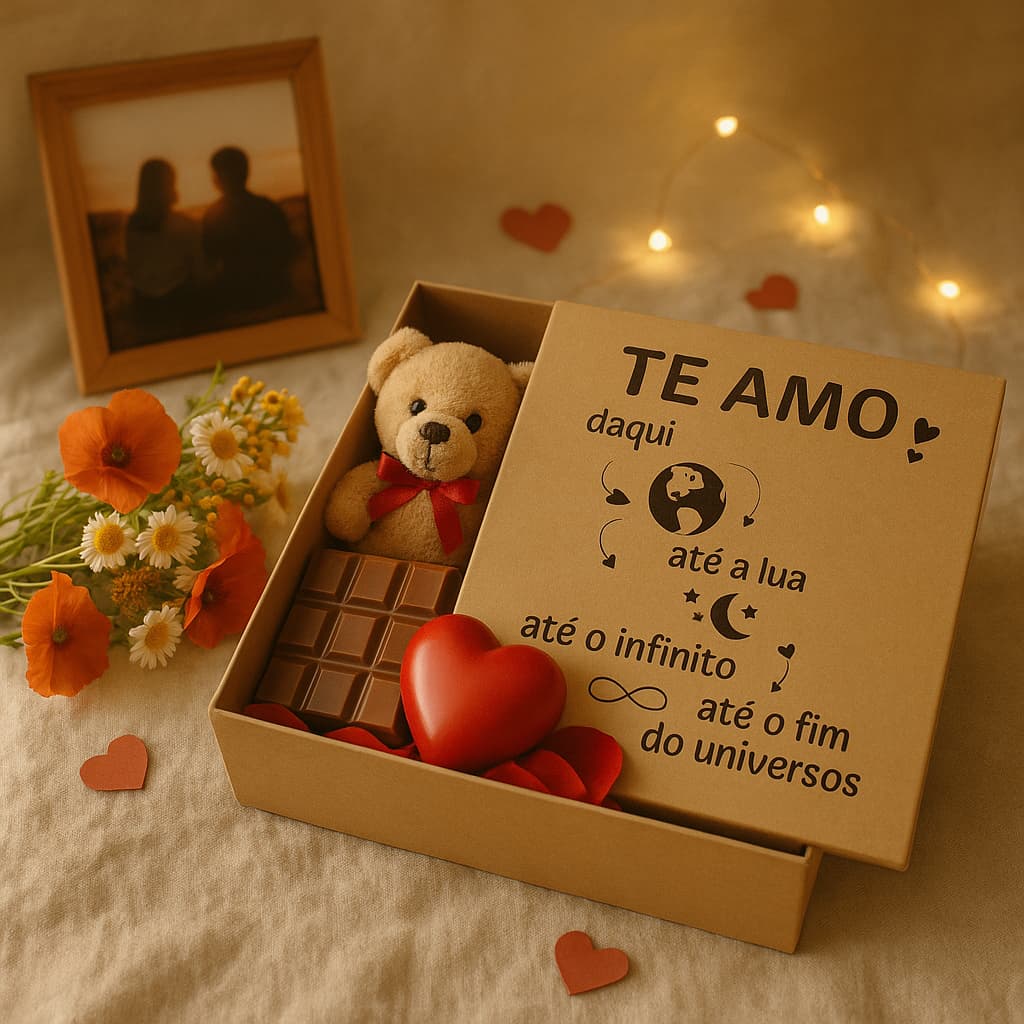 Caixa em Mdf 30x30x10 Te Amo Daqui Ate a Lua Embalagem Grande Presente Caixona Grandona