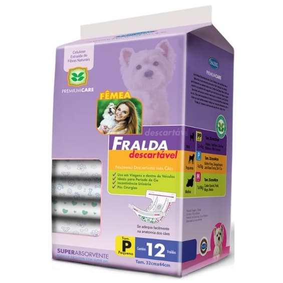 Fralda Descartável Higiênica Cães Chalesco Tam. P C/ 12 Unds