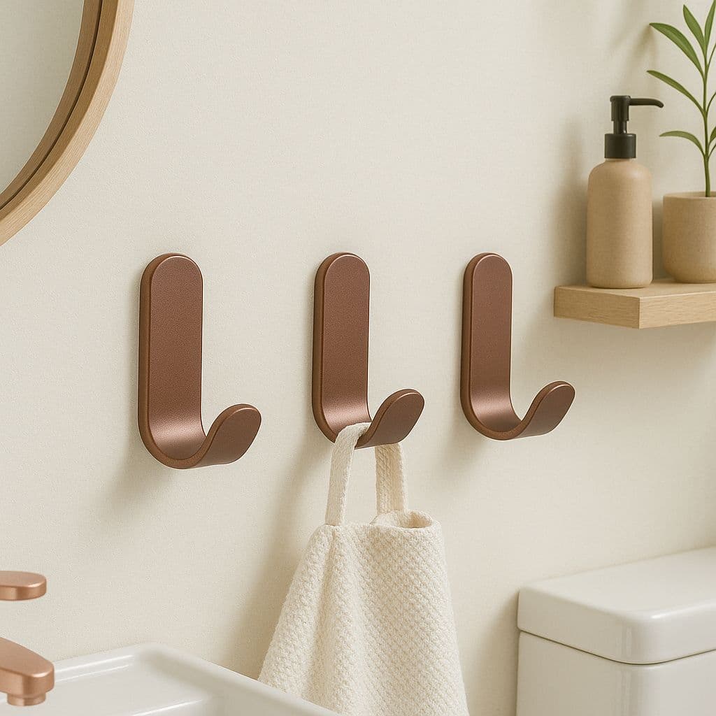 Cabide Gancho de Parede com Fita Dupla Face 3M para Toalhas Banheiro Cor Bronze