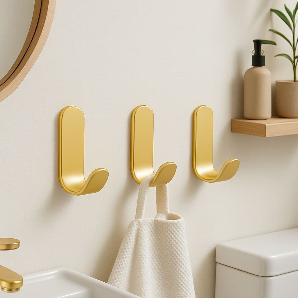 Cabide Gancho de Parede com Fita Dupla Face 3M para Toalhas Banheiro Cor Dourado