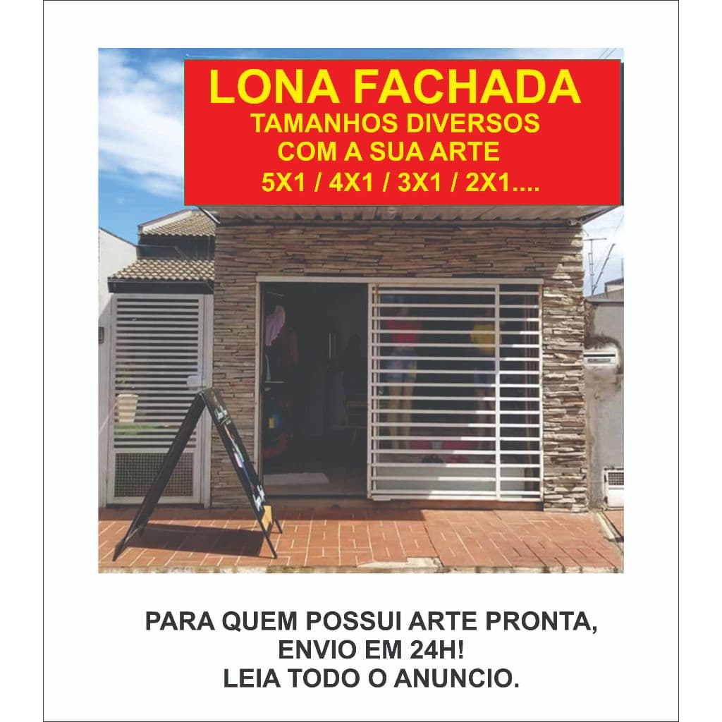 Lona Personalizada - Tamanhos Diversos Fachada lona 440g - 4x1 / 5x1 / 2x1 / 3x1