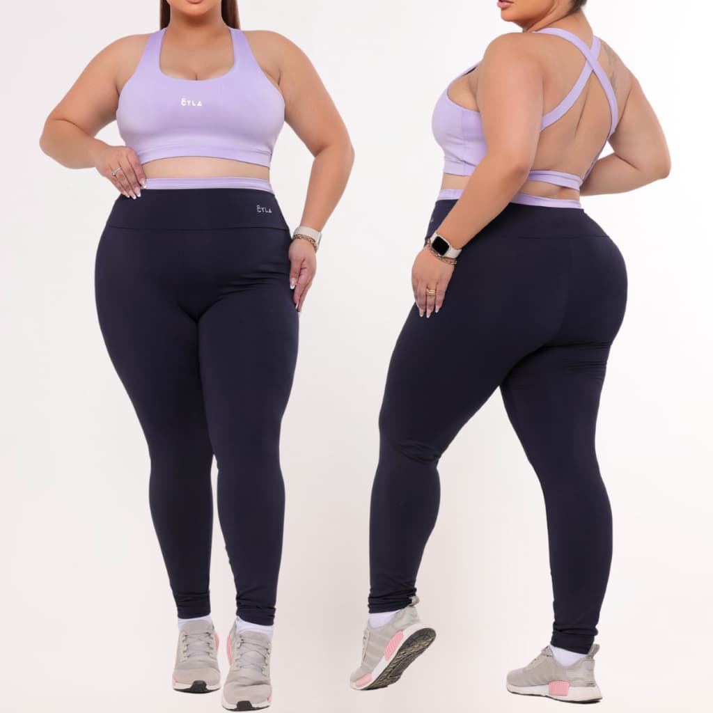 Conjunto Academia Fitness Top e Legging Plus Size Cintura Alta Suplex Premium Feminino GG ao EG
