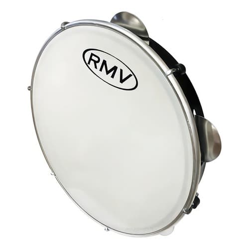 Pandeiro RMV 10 Polegadas Preto com Pele Leitosa