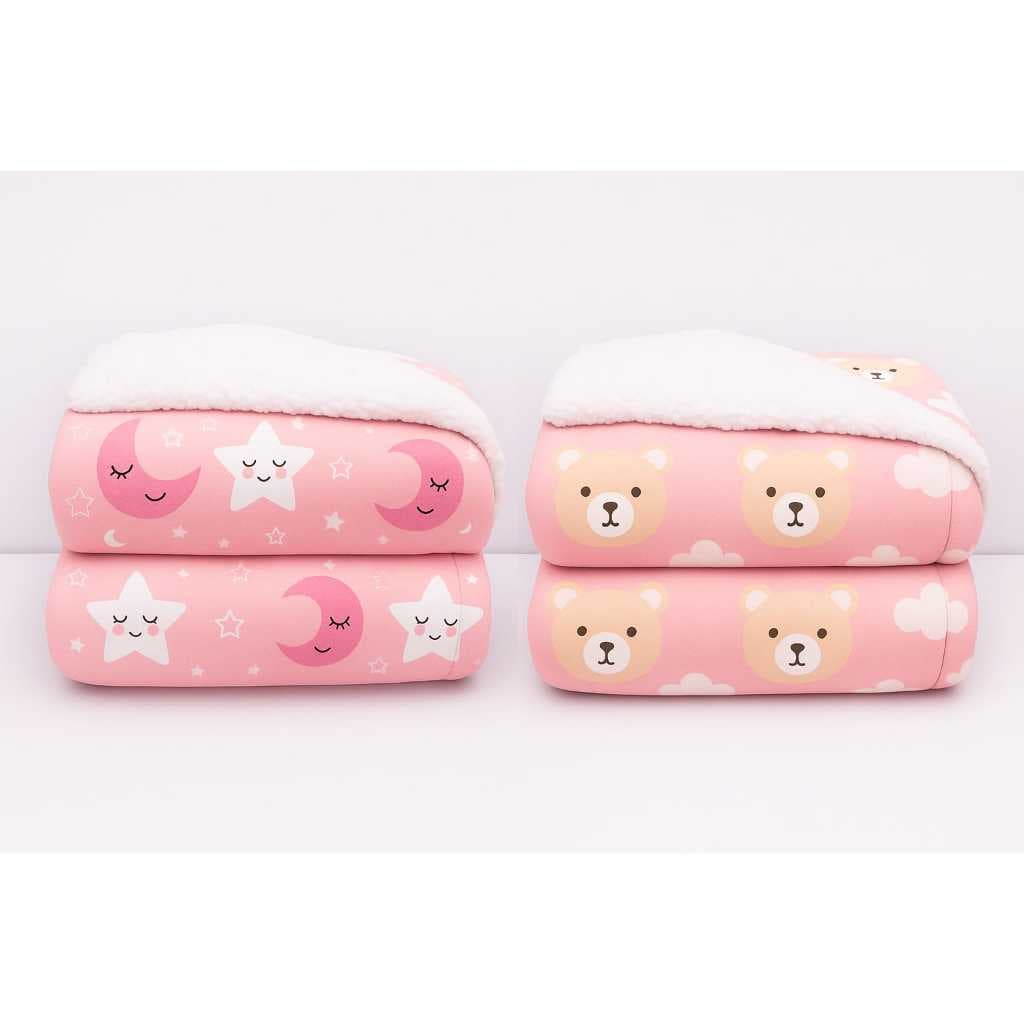 Manta Cobertor de Bebe Dupla Face Lã de Carneirinho Menina e Menino Antialérgico / Coberdrom Bebe