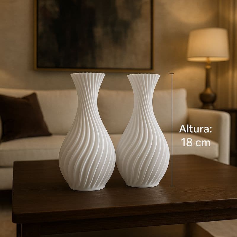 Kit 02 Vasos Decorativo - Branco 18cm