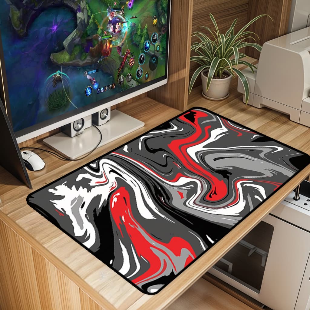 Mouse Pad Abstrato Gamer Antiderrapante Grande 70x35 80x35 90x40 90x50 cm Borda Costurada