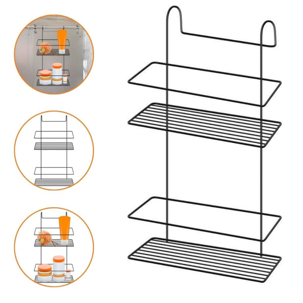 Porta Shampoo e Sabonete para Box de Banheiro Aramado Preto