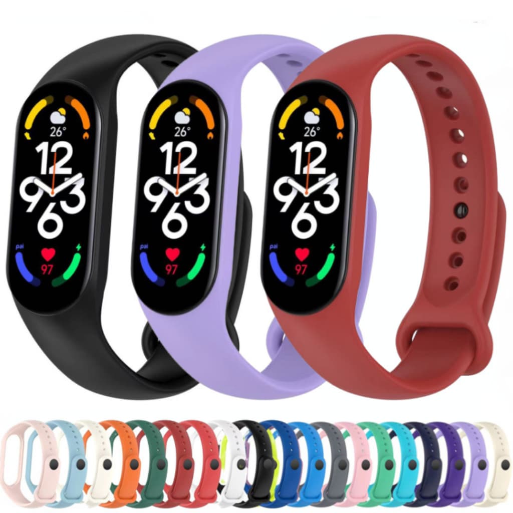 Pulseira De Silicone Para Relogios Mi Band Smartwatch Feminino & Masculino
