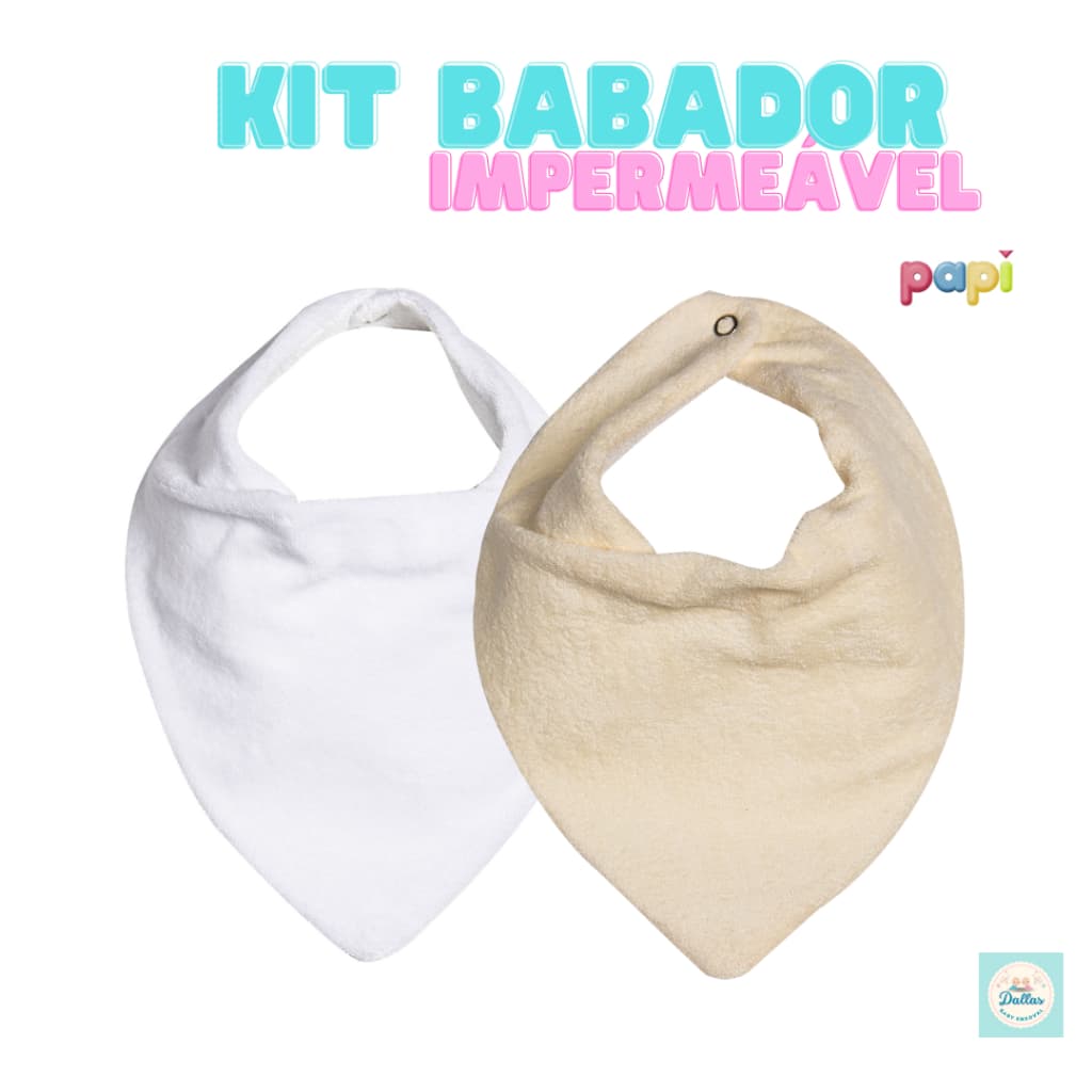 Kit Babador  Bandana Impermeável Para Bebe Com 2 ou 3 Unidades Atoalhado Para Alimentação Menina Menino Infantil Papi