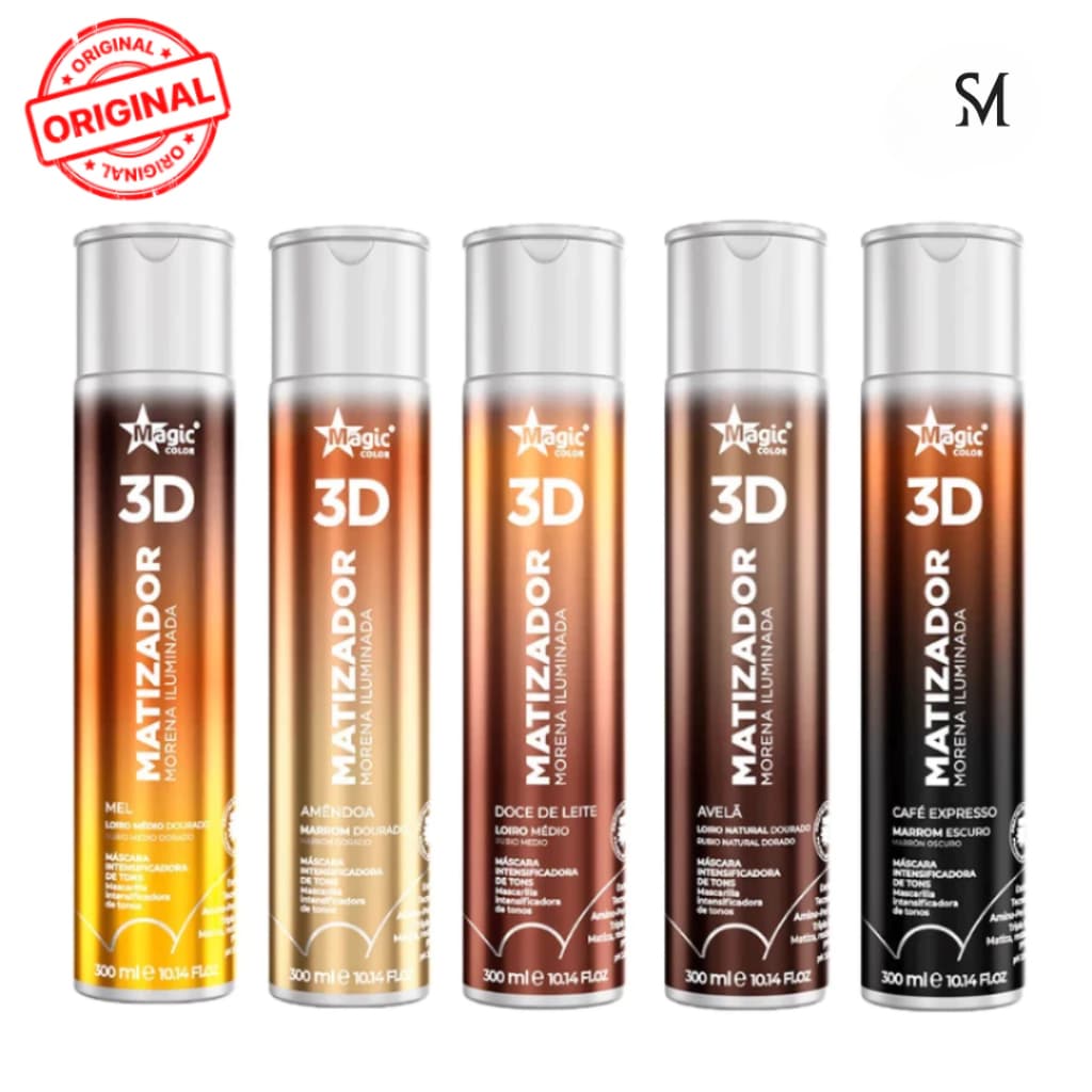 Matizador Morena Iluminada Gloss 3D 300ml Magic Color - Avelã, Mel, Doce de Leite, Amêndoa