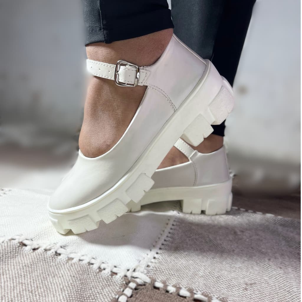 Sandalia Feminina Tratorada Mary Jane Fivela Tornozelo Sola Média Basica Confortavel