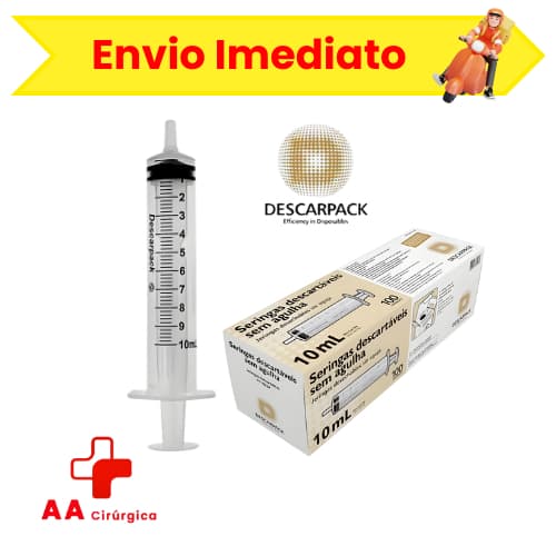 Seringa 10ml Luer Slip Sem Agulha 100 Unidades - Descarpack