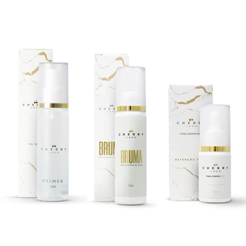 Kit Retenção Bruma + Finalizador +  Primer Para Extensão De Cílios Cherry lash | Original
